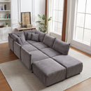 Modern Minimalist Corduroy Combination Sofa With 2 Comfort Cushions With USB & C Charging Ports