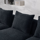 L Shape Sectional Sofa including Two Single Seats, Left Side Chaise and Two Ottomans, Modular Sofa, DIY Combination, Loop Yarn Fabric, Black