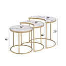 Anpay - Nesting Table Set - Faux Marble Top & Gold
