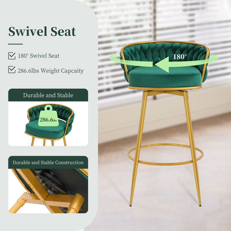 Modern Low Back Upholstered Counter Height Bar Stools (Set of 2)