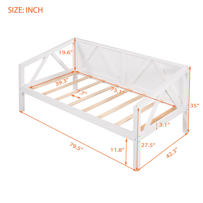 Twin size Daybed, Wood Slat Support, White