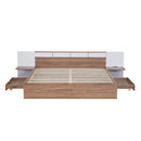 Queen Size Platform Bed with Headboard, Drawers, Shelves, USB Ports and Sockets, Natural