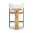 Vavona - Burl Upholstered Barrel Back Counter Height Bar Stool - Polar Off White