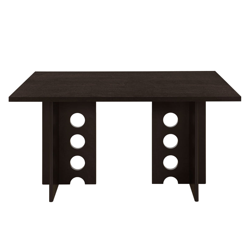 Modern Double Pedestal 6 Piece Dining Table Set, 4 Upholstered Rattan Back Dining Chairs And Bench