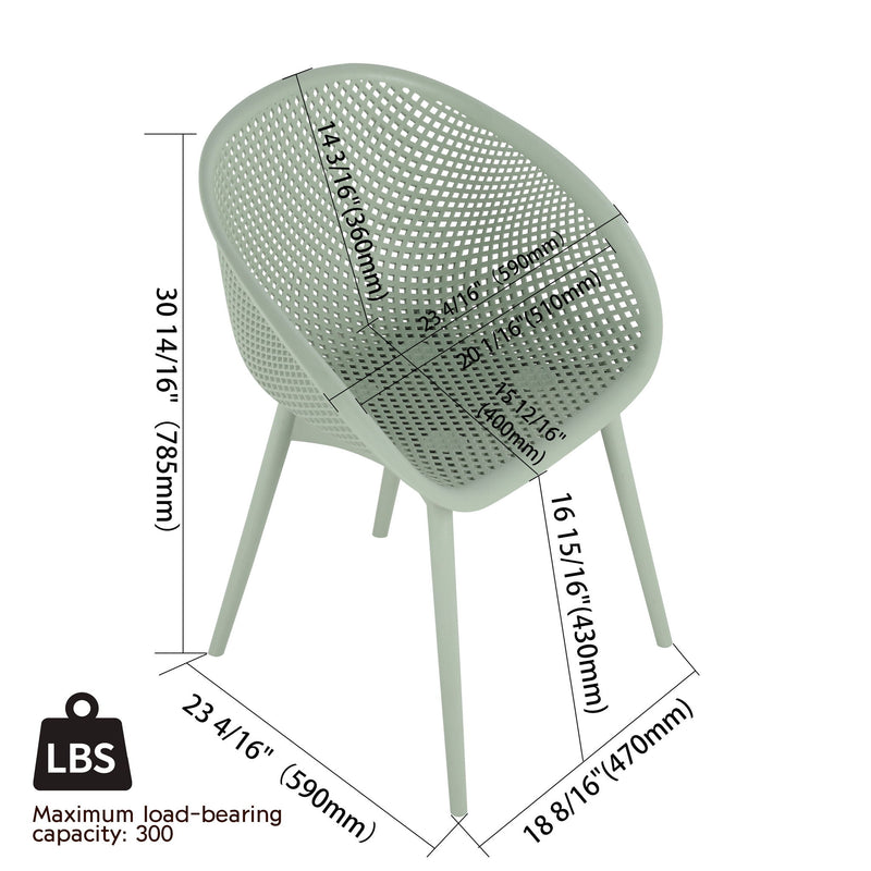 2 Piece Durable Single Chair With Mesh Hollow Out Design