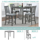 5 Pieces Dining Table Set, Counter Height Kitchen Table Set With Square Table And 4 Upholstered Chairs