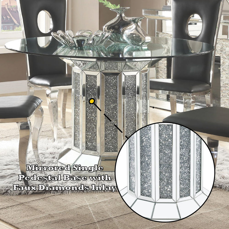 Noralie - Dining Table - Mirrored & Faux Diamonds - Wood - 30"