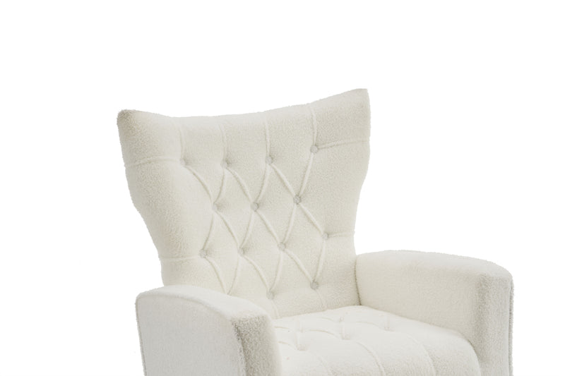 Modern Accent Chair With Ottoman, Comfy Armchair For Living Room, Bedroom, Apartment