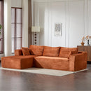 Compression Sectional Couch With Comfy Chaise, Boneless L Shape Sofa With Deep Seat