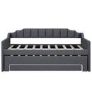 Twin Size Upholstered Daybed with Trundle and Three Drawers,Gray