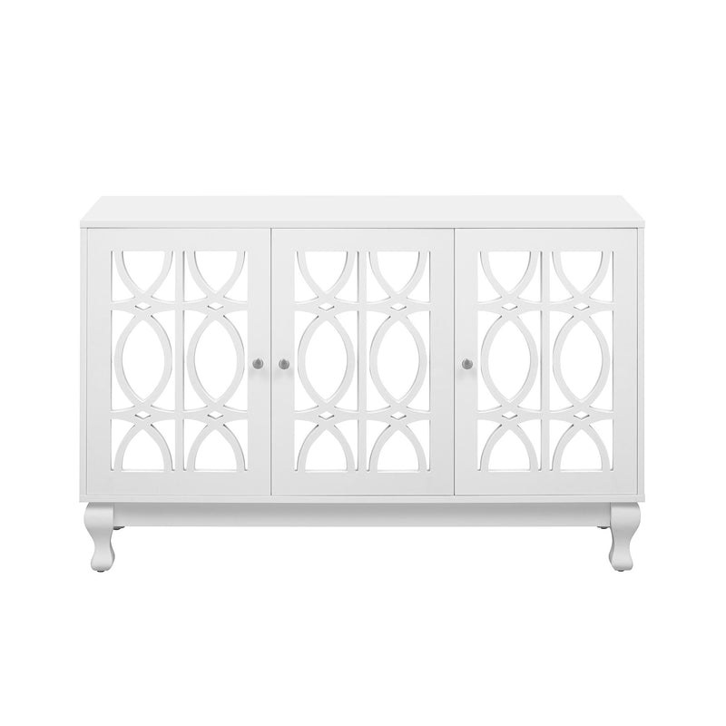 Modern Mirrored TV Stand, 3 Adjustable Shelves For Living Room