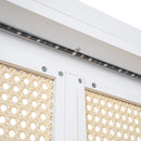 Queen Size Elegant Bed Frame with Rattan Headboard and Sockets ,White