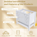 36" Bathroom Vanity With 1 Cabinet And 3 Drawers 1, Storage Solution - White