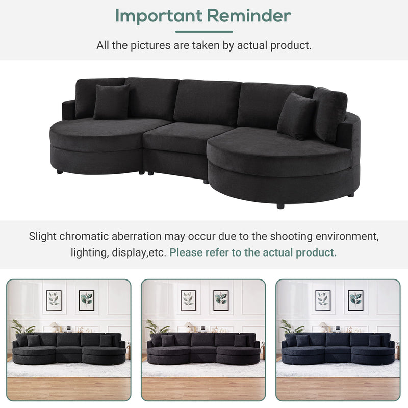 Modern 3 Seater Upholstered Sofa With Curved Design