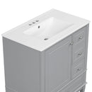 Freestanding Bathroom Vanity With Sink, Soft Close Door, 3 Drawers