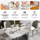 Curved Leg Dining Table For 6 People - Antique White / Black