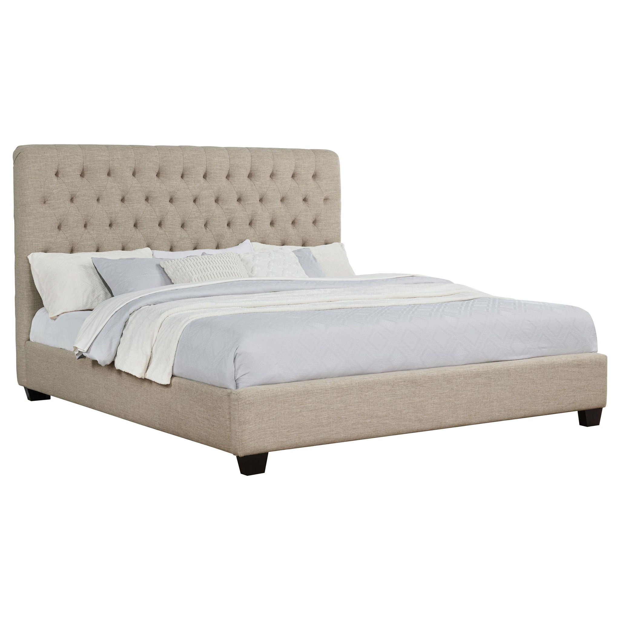 Chloe Upholstered Eastern King Panel Bed Oatmeal