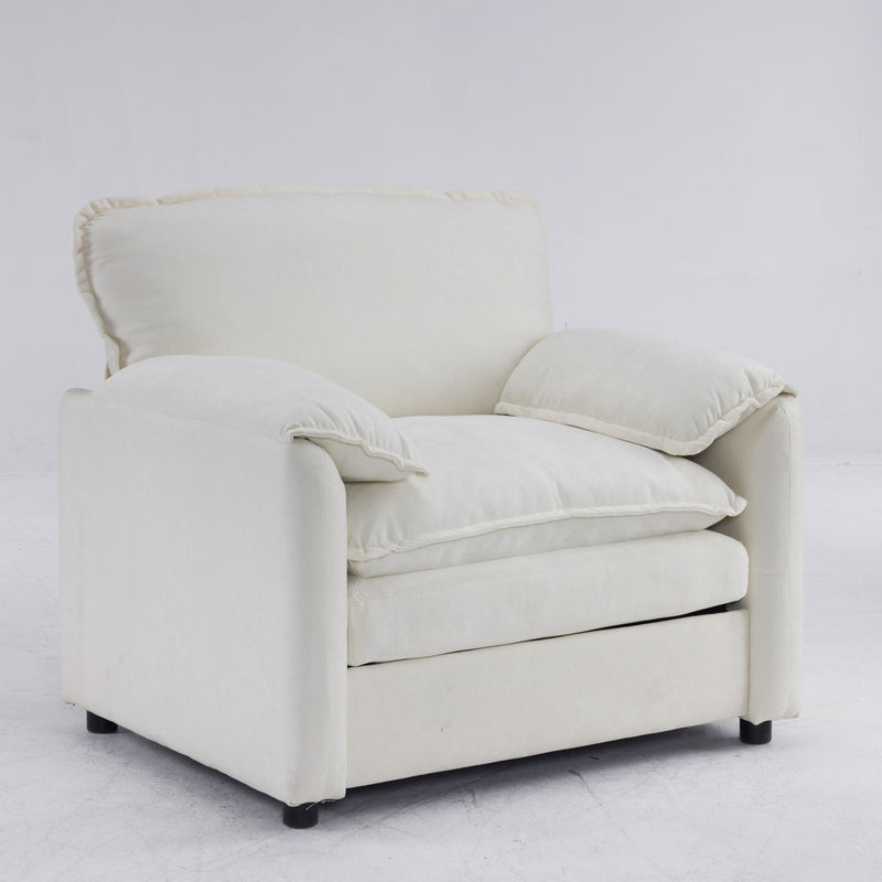 Oversized Reading Armchair With Thick Cushions, High Back Support