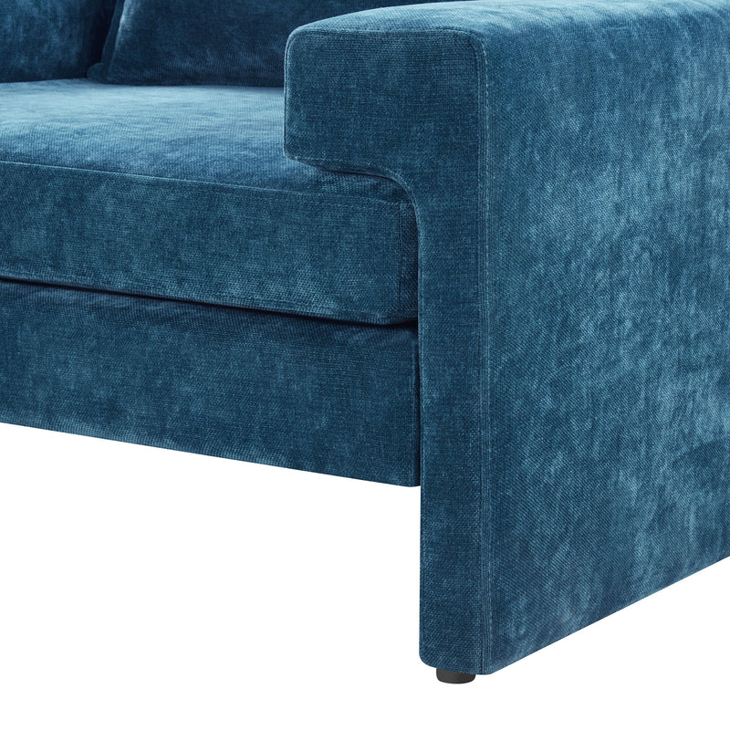 Chenille Upholstered Accent Chair With Wide Armrests And Ergonomic Back Support