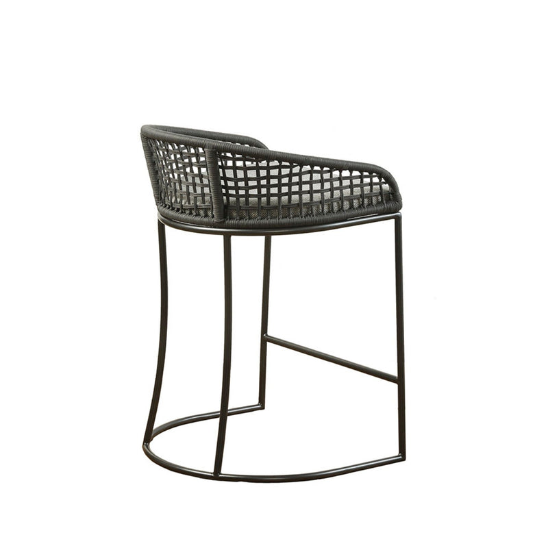Coastal Woven Counter Stool With Upholstered Seat