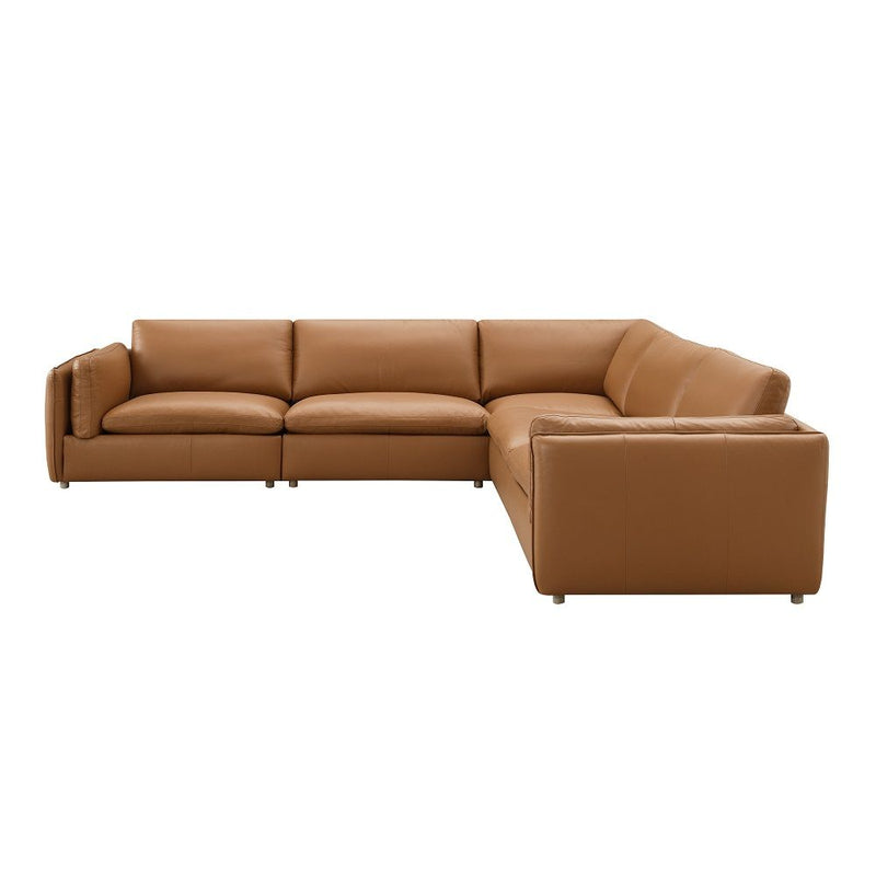 Brighton - Modular Left Facing Arm Chair - Brown Top Grain Leather