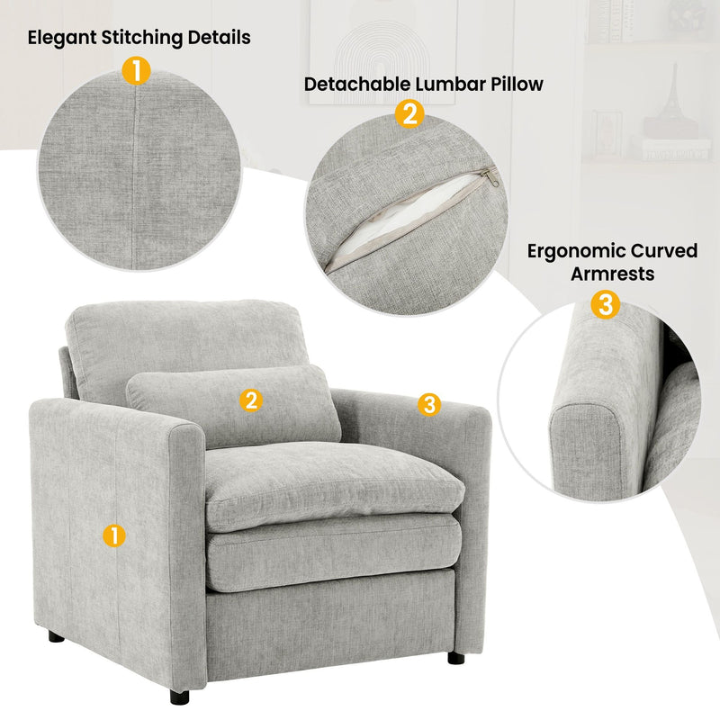 Cloud Sofa Set Couch For Living Room - Light Gray