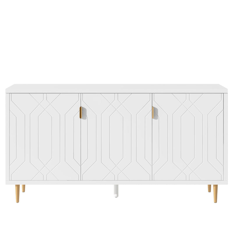 Modern TV Stand With 3 Doors And Adjustable Shelves