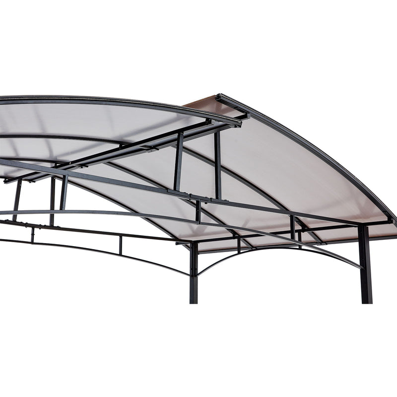 Grill Gazebo 8X5Ft, Outdoor Patio Canopy, Bbq Shelter With Steel Hardtop And Side Shelves - Black