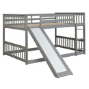 Full over Full Bunk Bed with Slide and Ladder in Grey Color