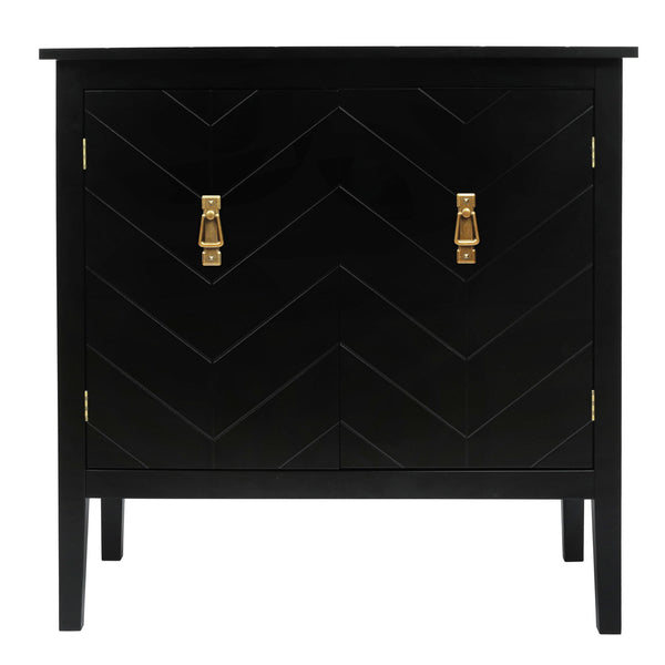 Vintage Style 2 Door Wooden Sideboard Cabinet For Living Room, Dining Room, Or Office - Black Wood