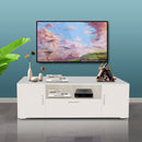 QuickassembleFashionTVstand,TVCabinet,entertainment center TV station,TVconsole,console with LED light belt, light belt can be remote control,with cabinets,open cells,for the living room,bedroom,white