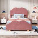 Upholstered Platform Bed With Cloud Shaped Board
