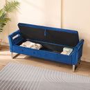 Wide Storage Soft Ottoman Bench With Armrests