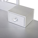 Luxury Vanity Desk With Round Mirror Height Adjustable Dressing Table Set Engineered Wood - Silver