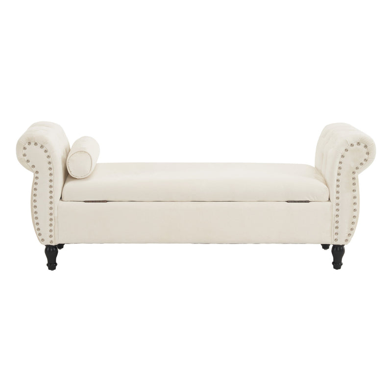Luxurious Velvet Multifunctional Storage Ottoman Bench With Pillow