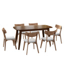 7 Piece Mid - Century Dining Set With Upholstered Dining Chairs, Dining Table
