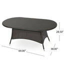 Outdoor Oval Dining Table With Silver Tipped Legs - Brown Multi