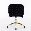 Office Chair, Artificial Rabbit Hair Home Office Chair With Golden Metal Base, Adjustable Desk Chair Swivel Office Chair, Vanity Chair