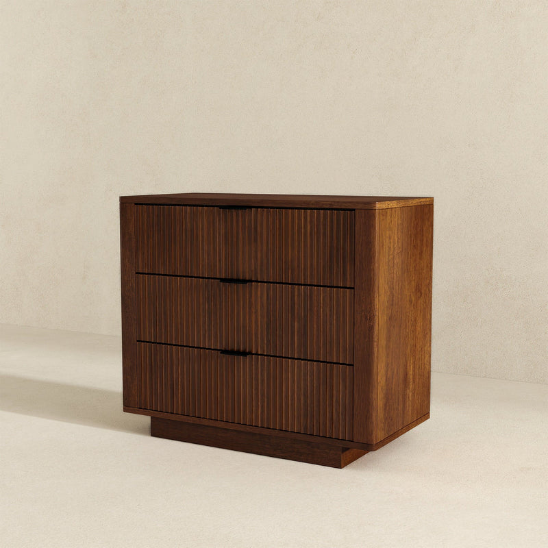 Lola - Nightstand 3 Drawer - Brown / Walnut