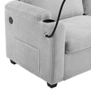 Corduroy Sleeper Sofa Loveseat Sofa With Full Size Mattress, 2 USB Ports, 2 Cup Holders, 2 Side Pockets And Phone Holder