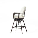 Industrial Outdoor Patio Plumber's Iron Frame Swivel Barstool With Cushions, Height Adjustable