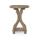 Rustic French Country Accent Table With Hourglass Firwood Base And Lipped Top