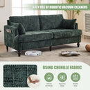 Chenille 2 Seater Sofa With LED Light, USB Charging Port, And Storage Bag