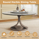 Modern Round Dining Table With 360° Rotating Lazy Susan Scratch & Chairs