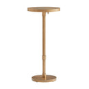 Morven - Adjustable Height Accent Table With Round Metal Top And Pedestal Base - Antique Brass