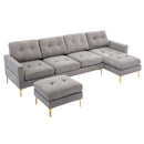 Modern L - Shape Convertible Sectional Sofa With Movable Ottoman