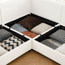 Contemporary Elegant White Chenille Sofa With Storage And Ottoman