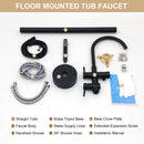 Freestanding Bathtub Faucet Floor Mount Tub Filler With Swivel Gooseneck Spout And Cylinder Handheld