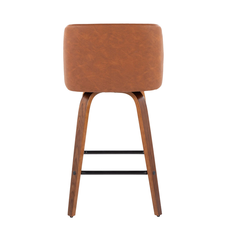 Toriano - Mid Century Modern Fixed Height Counter Stool & Square Footrest (Set of 2)