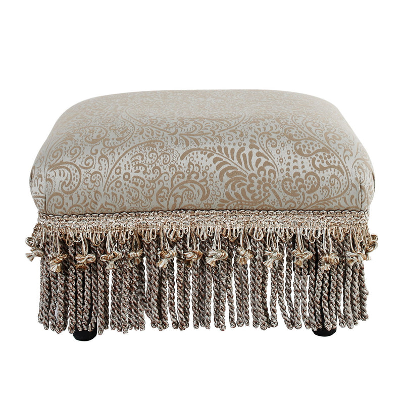 Fiona - Accent Footstool Ottoman - Silvery Blue Beige Paisley